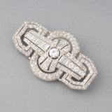 Gold Platinum and 4.50 Carats Diamonds French Art Déco Brooch