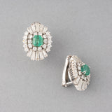 4.50 Carats Diamonds and 2.80 carats Emeralds Vintage Earrings