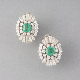 4.50 Carats Diamonds and 2.80 carats Emeralds Vintage Earrings