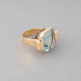 Certified Gold and Aquamarine French Vintage Ring