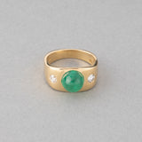 Gold Diamonds and 2 Carats Emerald Ring