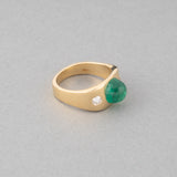 Gold Diamonds and 2 Carats Emerald Ring