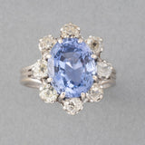 Gold Diamonds and 6.46 Carats Ceylon Sapphire Vintage Ring