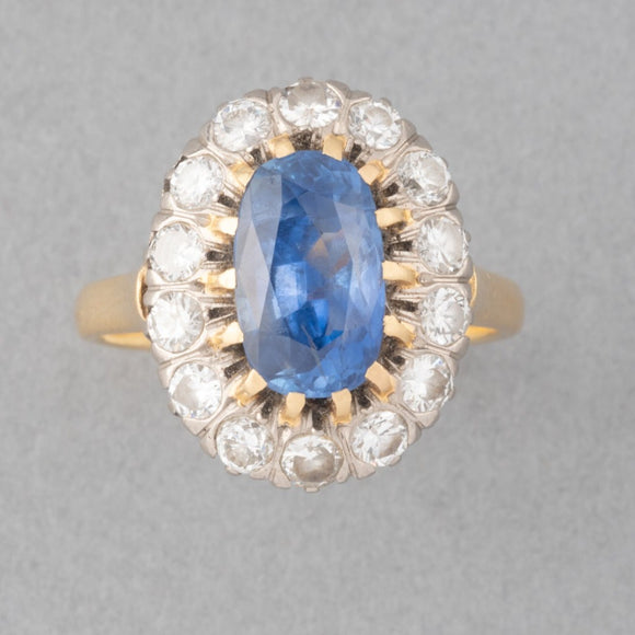 Gold Diamonds and Sapphire French Antique Ring