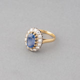 Gold Diamonds and Sapphire French Antique Ring