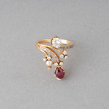 Gold Diamonds and Ruby French Belle Epoque Ring