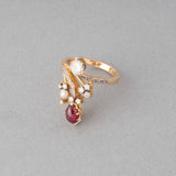 Gold Diamonds and Ruby French Belle Epoque Ring