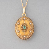 Gold and Emerald French Antique Locket