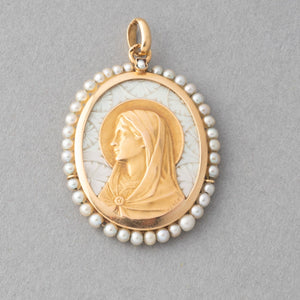 Gold Pearls and Mother or Pearl French Antique Medal