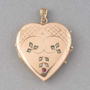 European Antique Heart Pendant in 14k Gold