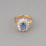 Sapphire and Diamonds French Antique  Belle Epoque Ring