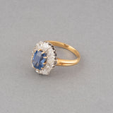 Sapphire and Diamonds French Antique  Belle Epoque Ring