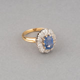 Sapphire and Diamonds French Antique  Belle Epoque Ring