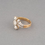 Gold and 1.50 Carats Diamonds French Antique Ring