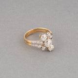 Gold and 1.50 Carats Diamonds French Antique Ring