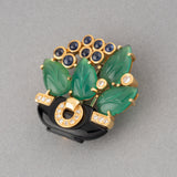 Cartier Paris Gold and Diamonds and Chrysoprase Vintage Brooch