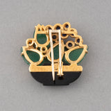 Cartier Paris Gold and Diamonds and Chrysoprase Vintage Brooch