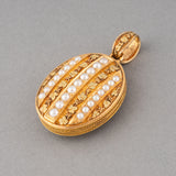 Gold and Natural Pearls French Antique Pendant Locket