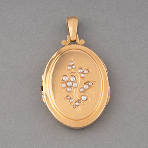 Gold and Pearls French Antique Locket Pendant