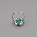 Certified 5 Carats Colombian Emerald and Diamonds French Art Deco Ring