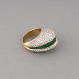 5 Carats Diamonds and Emeralds French Vintage Cocktail Ring