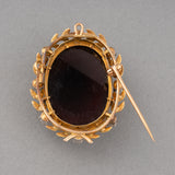 Gold Diamonds and Agate French Antique Cameo Brooch