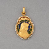 Gold Enamel Plique à jour and Pearls Antique Medal