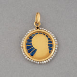 Gold Pearls and Enamel Plique à jour Antique Medal