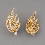 Gold and 5 Carats Diamonds French Vintage Earrings