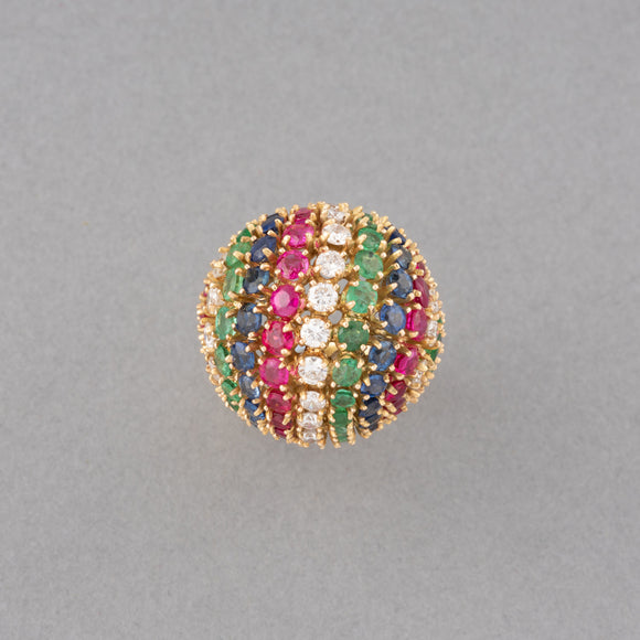 Gold and Precious Stones Vintage Ring