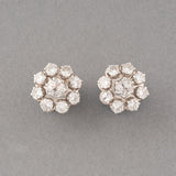 Gold and 2.20 Carats Diamonds French Retro Earrings