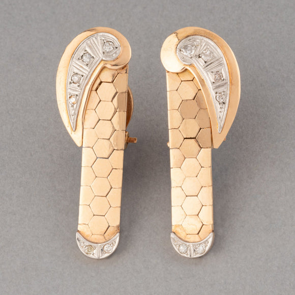 Gold and Diamonds French Rétro Earrings