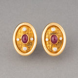 Lalaounis Gold Diamonds and Rubies Vintage Earrings