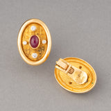 Lalaounis Gold Diamonds and Rubies Vintage Earrings