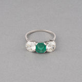 Platinum Diamonds and Emerald French Art Déco Ring