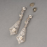 Gold Platinum Diamonds and Natural Pearls Antique Earrings