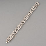 Gold Platinum and 5 Carats Diamonds French Art Deco Bracelet