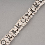 Gold Platinum and 5 Carats Diamonds French Art Deco Bracelet