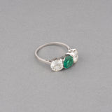 Platinum Diamonds and Emerald French Art Déco Ring