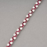 10 Carats Diamonds and Rubies French Vintage Bracelet