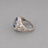 Diamonds and Certified Sapphire French Art Déco Ring