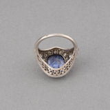 Diamonds and Certified Sapphire French Art Déco Ring