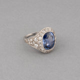 Diamonds and Certified Sapphire French Art Déco Ring