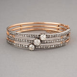 Gold Silver and 4 Carats Diamonds French Antique Bracelet