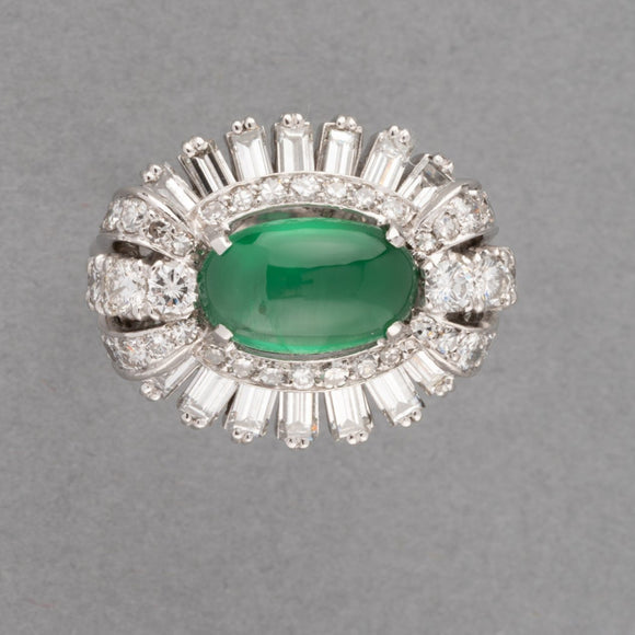 Emerald and Diamonds French Vintage Ring