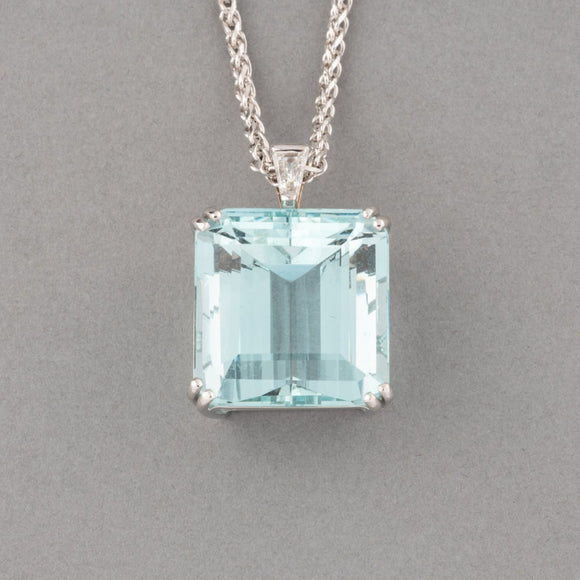 Gold and 52.45 Carats Aquamarine Pendant