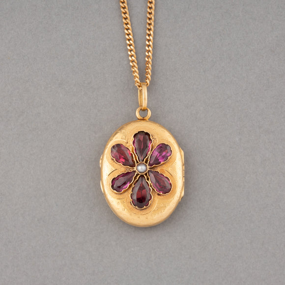 Gold and Amethysts French Antique Locket