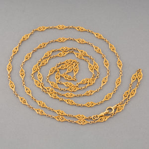 French Antique Gold Chain Necklace Filigrané