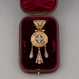 19 Th Century Gold and Micro Mosaïques Locket Pendant