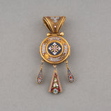 19 Th Century Gold and Micro Mosaïques Locket Pendant